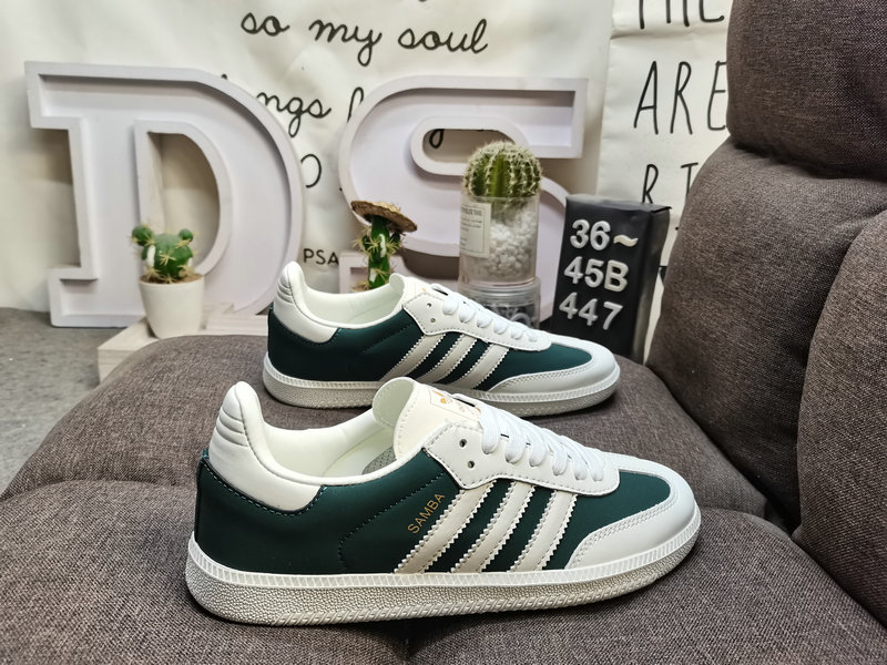Adidas Samba OG Green White - Classic Leather Sneakers