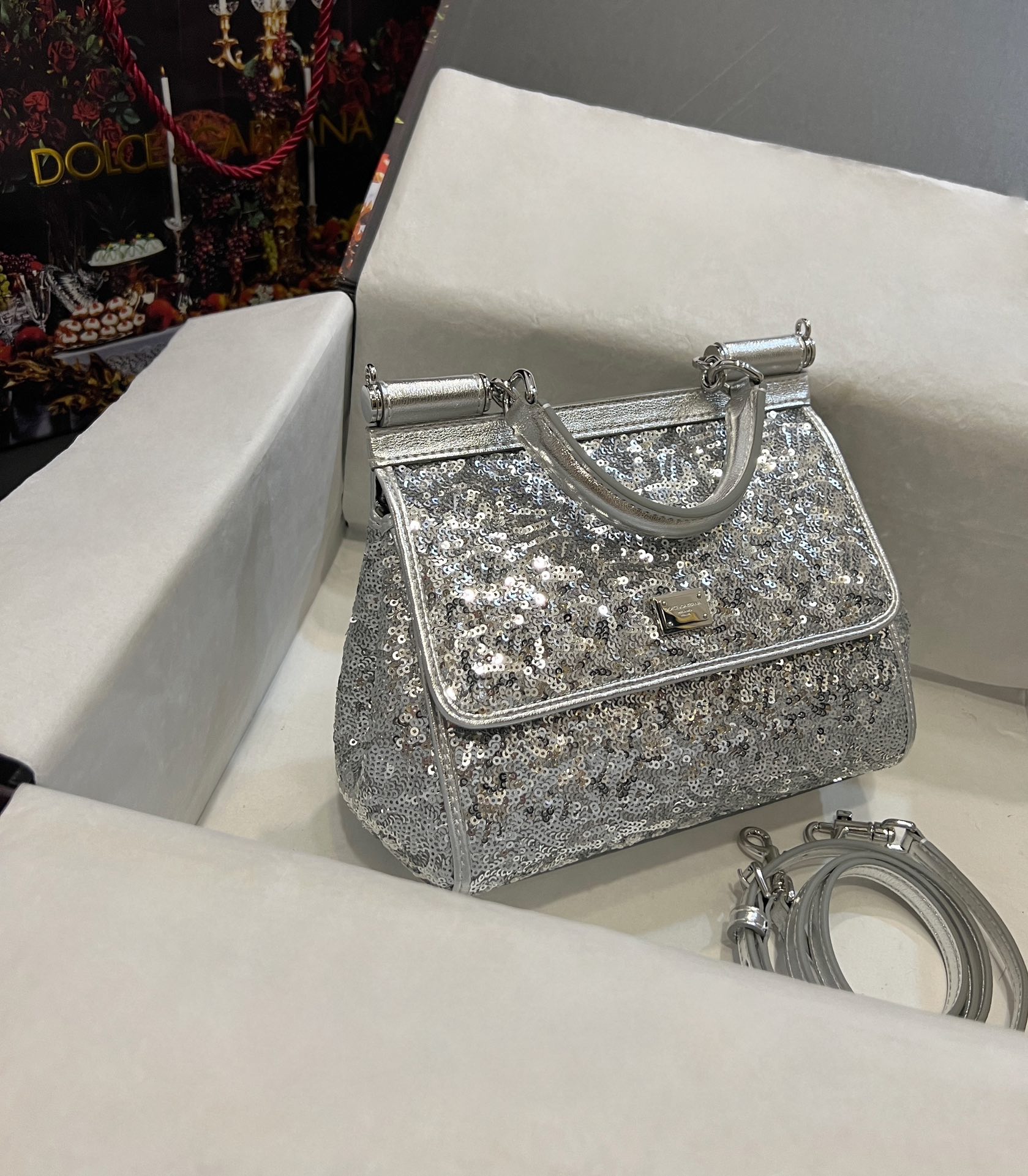 Sicily glitter clutch bag Dolce & Gabbana Silver in Glitter - 47156746