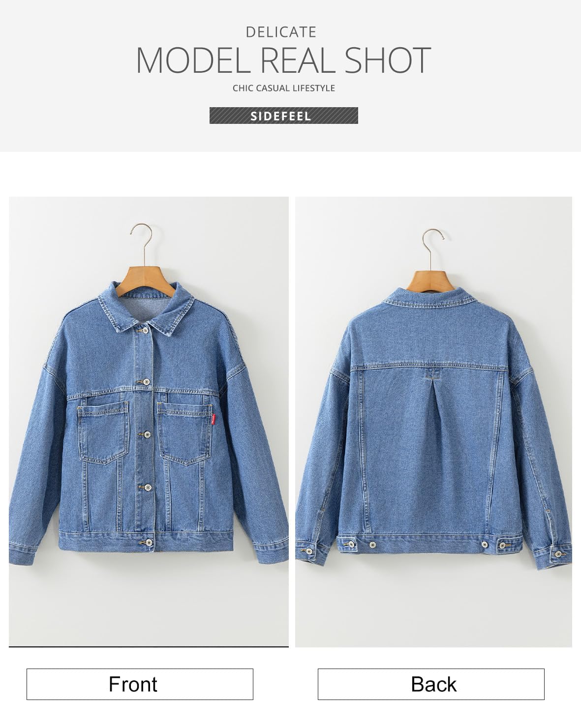 Sidefeel Women’s Denim Jackets Casual Long Sleeve 2025 Spring Outfits Zimbaplatinum Jean Jacket