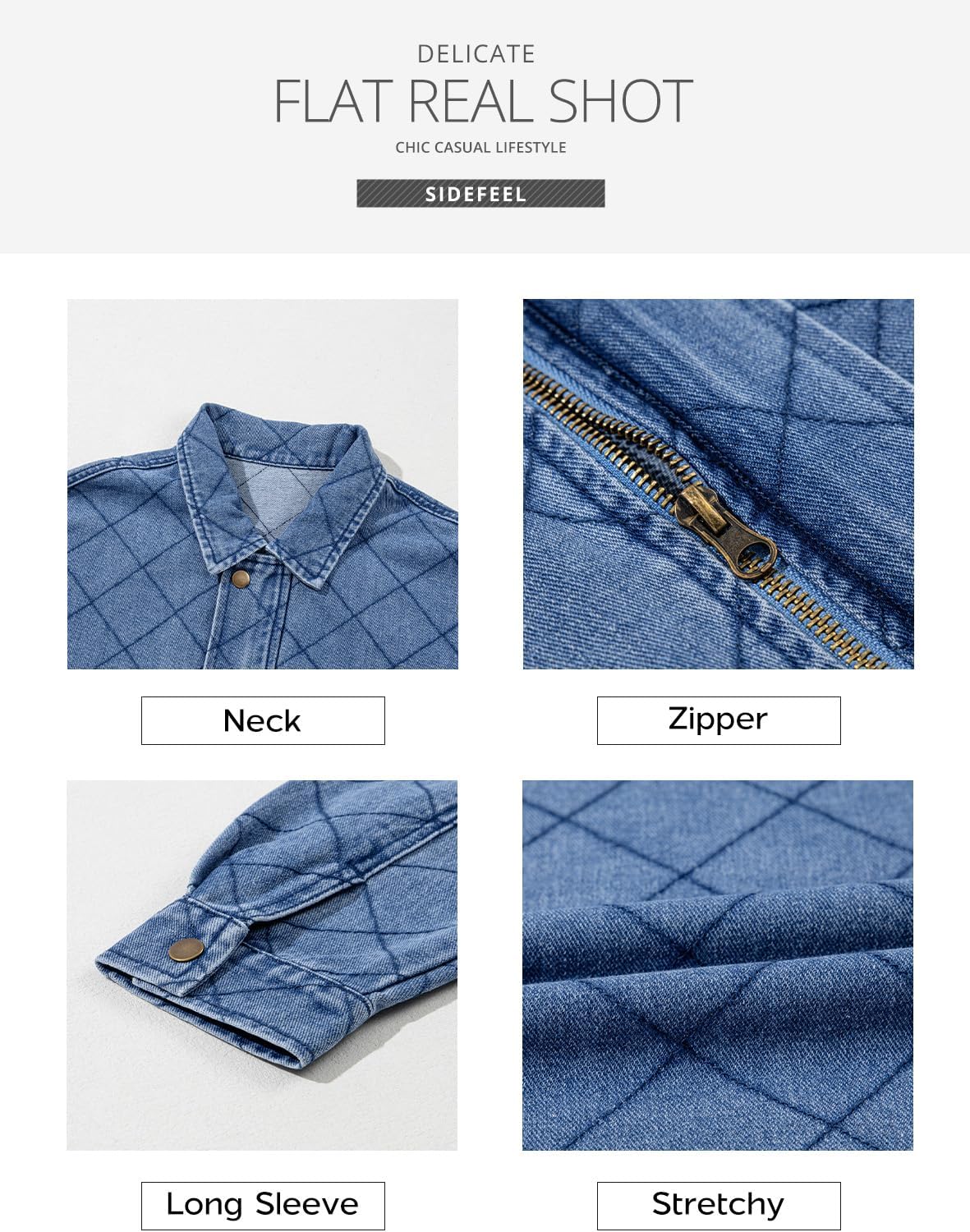 Sidefeel Women’s Jean Jacket Long Sleeve Zimbaplatinum Overszied Denim Jackets Shacket Coat Fashion Spring Outfits 2025