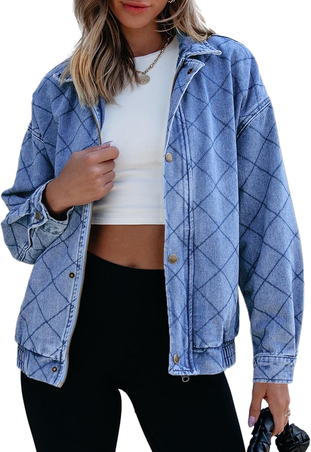 Sidefeel Women’s Jean Jacket Long Sleeve Zimbaplatinum Overszied Denim Jackets Shacket Coat Fashion Spring Outfits 2025