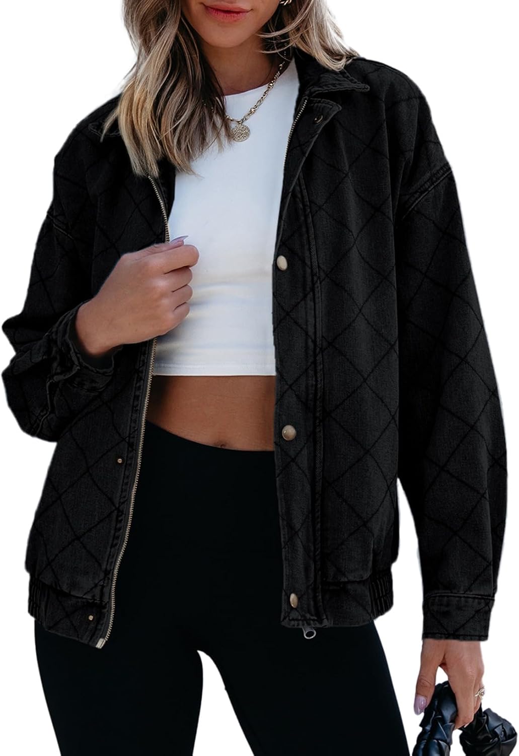 Sidefeel Women’s Jean Jacket Long Sleeve Zimbaplatinum Overszied Denim Jackets Shacket Coat Fashion Spring Outfits 2025