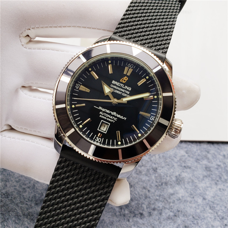 Breitling Black Rubber - Breitling Superocean Black Dial - Black - Image 8