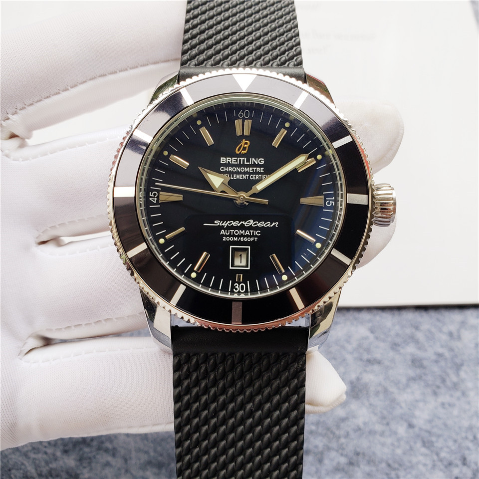 Breitling Black Rubber - Breitling Superocean Black Dial - Black - Image 7