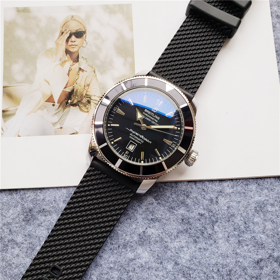 Breitling Black Rubber - Breitling Superocean Black Dial - Black - Image 4