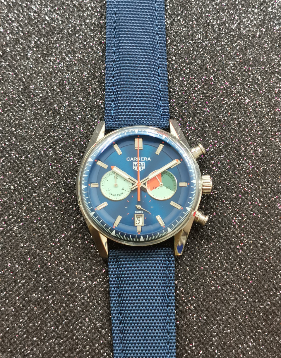 TAG HEUER CARRERA SKIPPER CBS2213.FN6002 AUTOMATIC BLUE SKELETON BACK 39MM