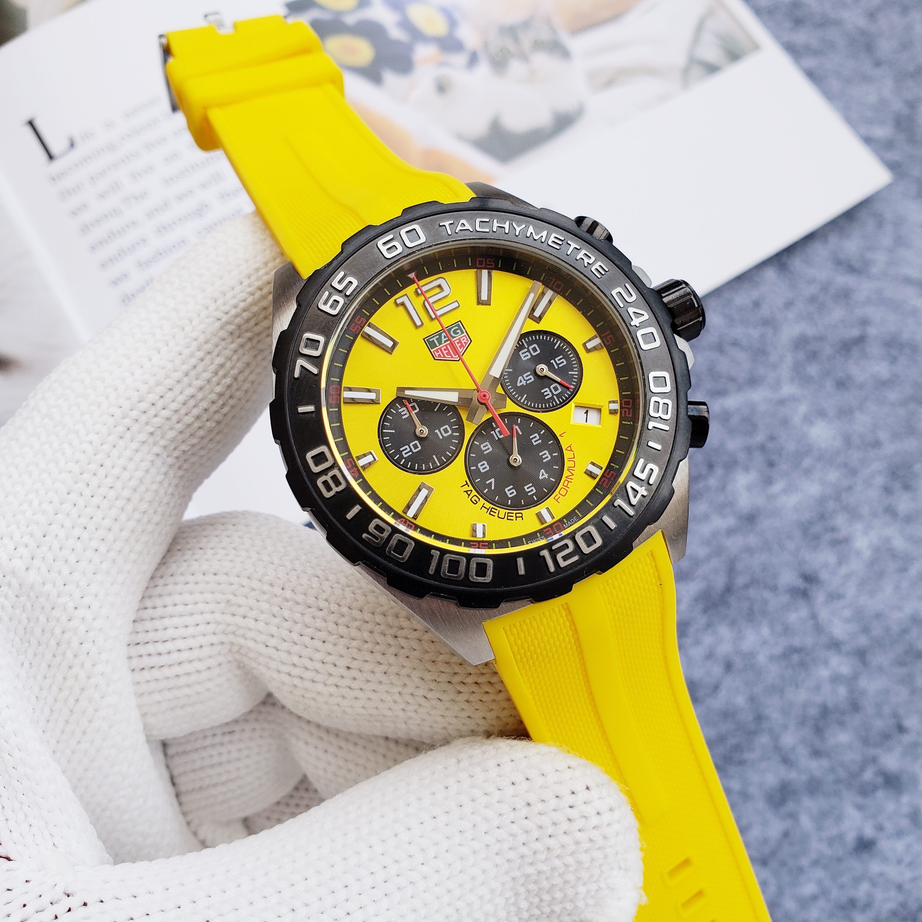 TAG Heuer Formula 1 Chronograph Quartz Yellow Mens Watch CAZ101AM.FT8054