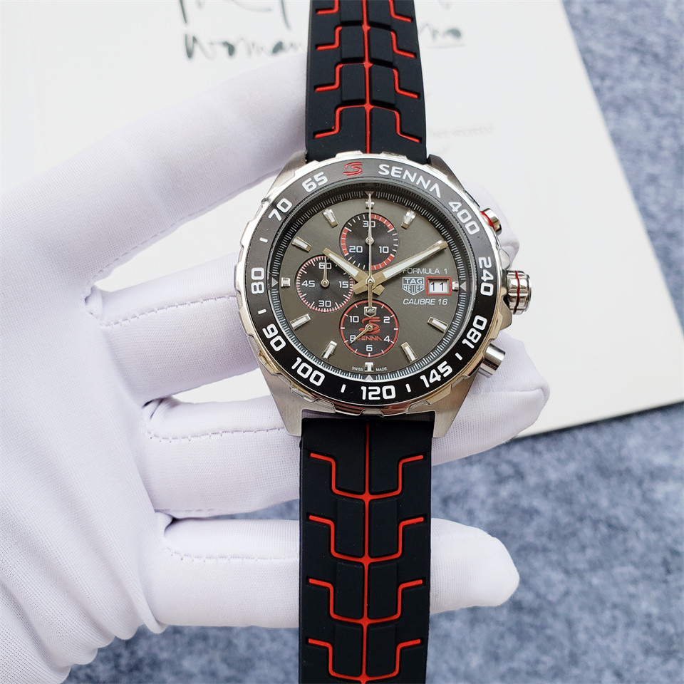 TAG Heuer Senna Grey Dial - Black/Red Rubber Watch - Image 5