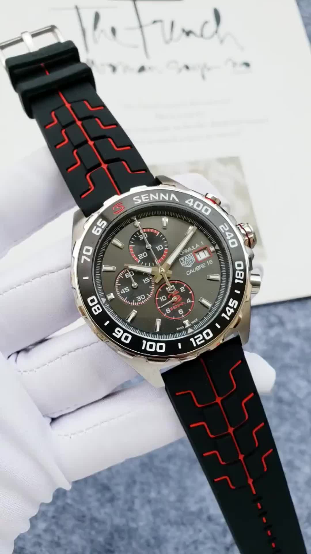 TAG Heuer Senna Grey Dial - Black/Red Rubber Watch - Image 7