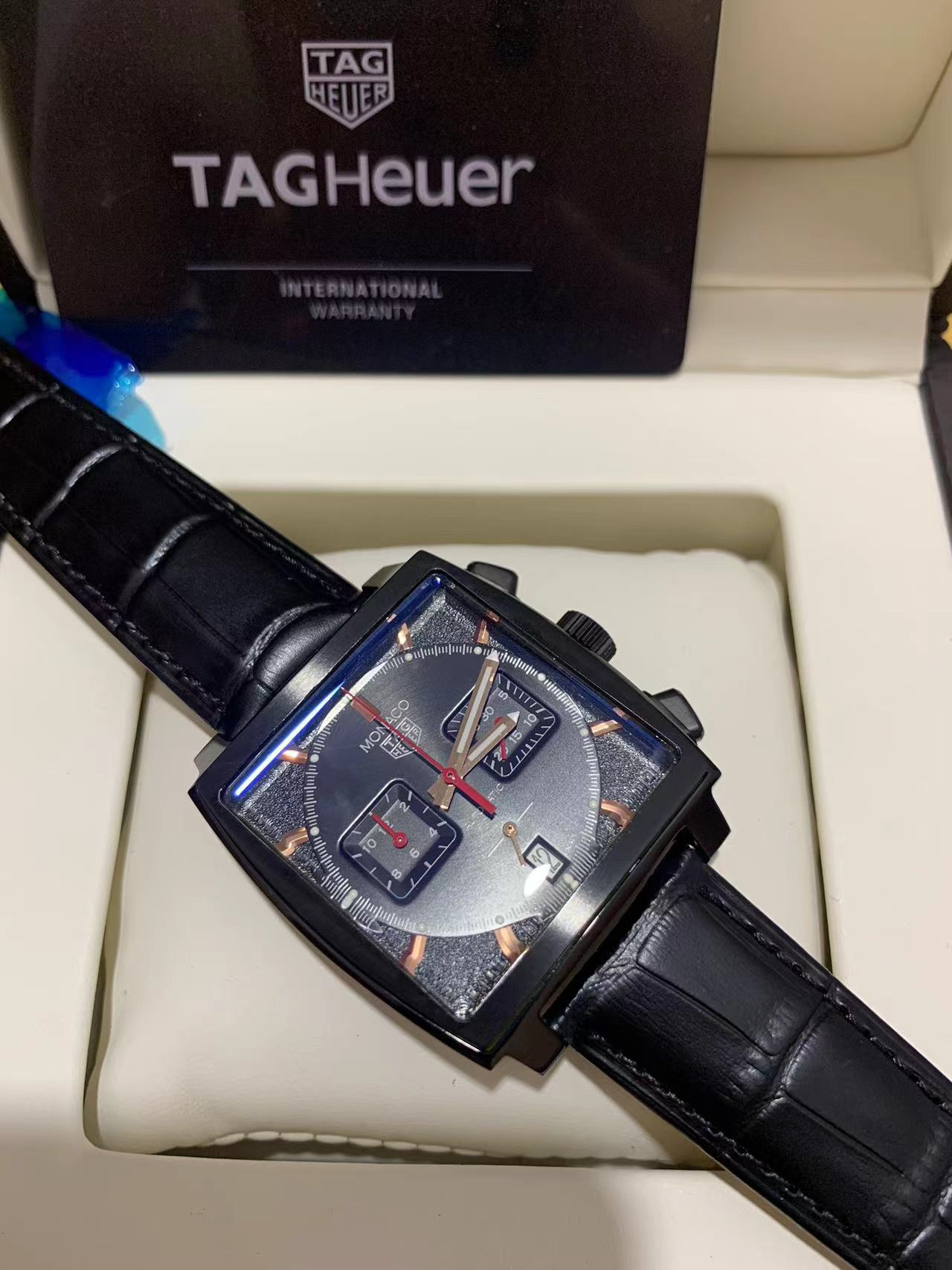 TAG Heuer Monaco Black leather - TAG Heuer Monaco Black - Black - Image 2