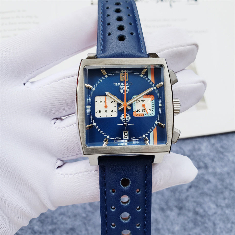blue TAG Heuer Monaco Gulf - TAG Heuer Monaco Gulf - Blue Leather - Image 2
