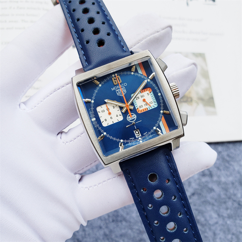 blue TAG Heuer Monaco Gulf - TAG Heuer Monaco Gulf - Blue Leather - Image 3