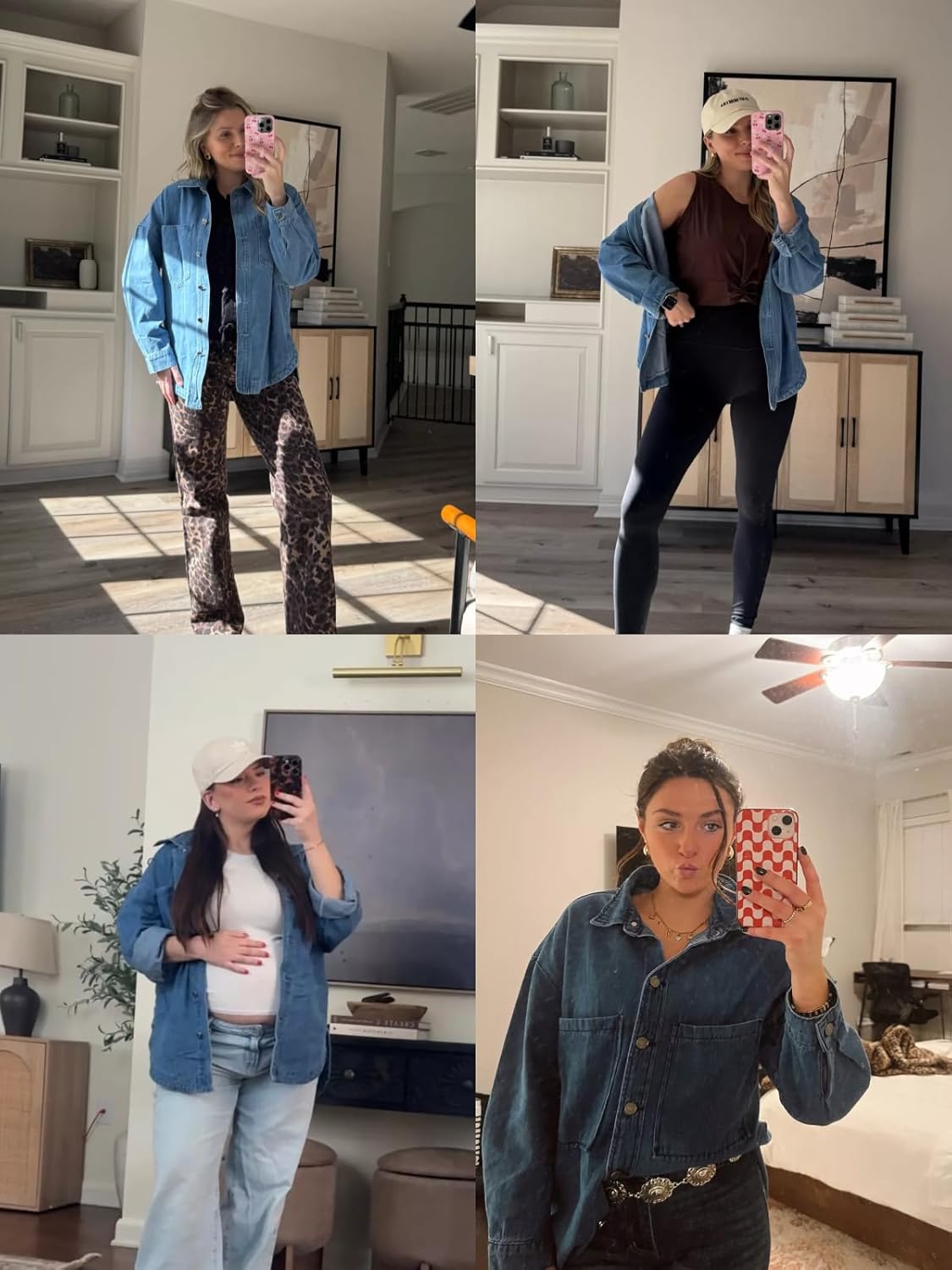 Tankaneo Womens Oversized Denim Shirt Jacket Button Down Long Sleeve Fall Casual Jean Shackets