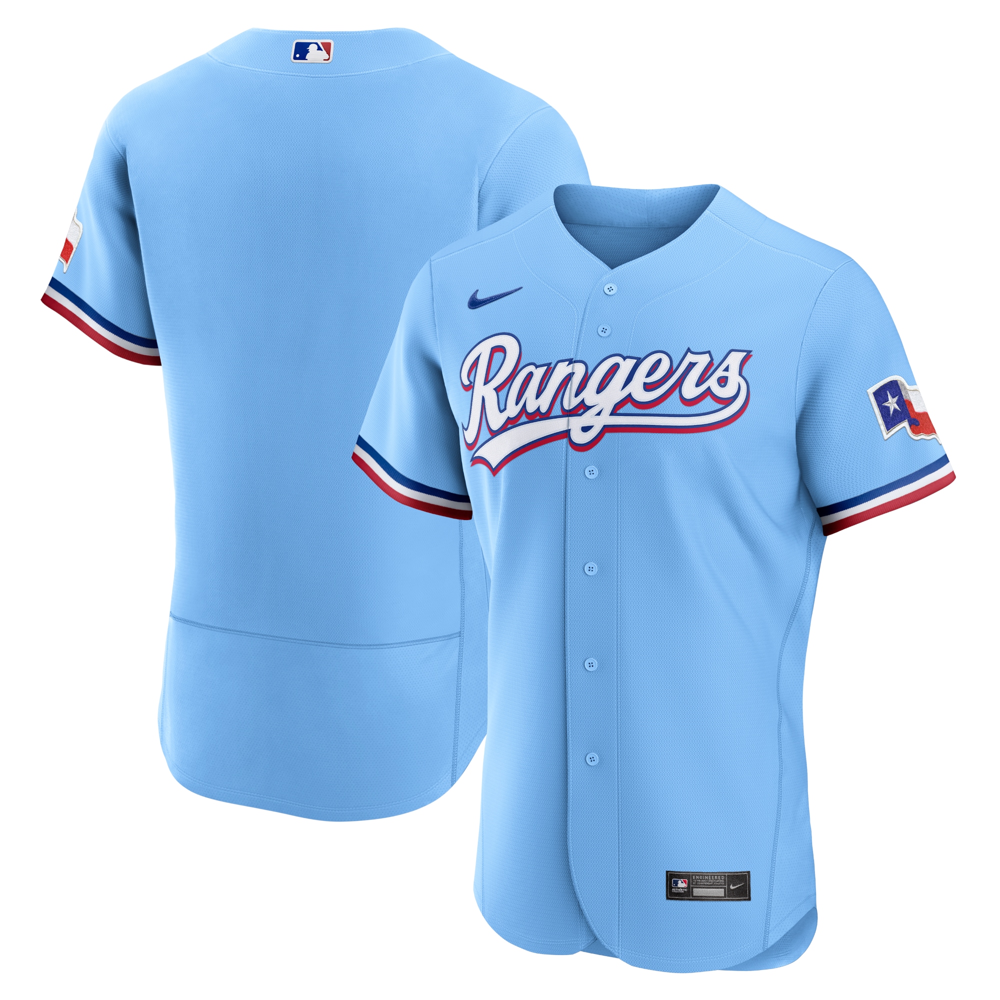 Texas Rangers Nike Alternate Authentic Team Logo Jersey – Light Blue