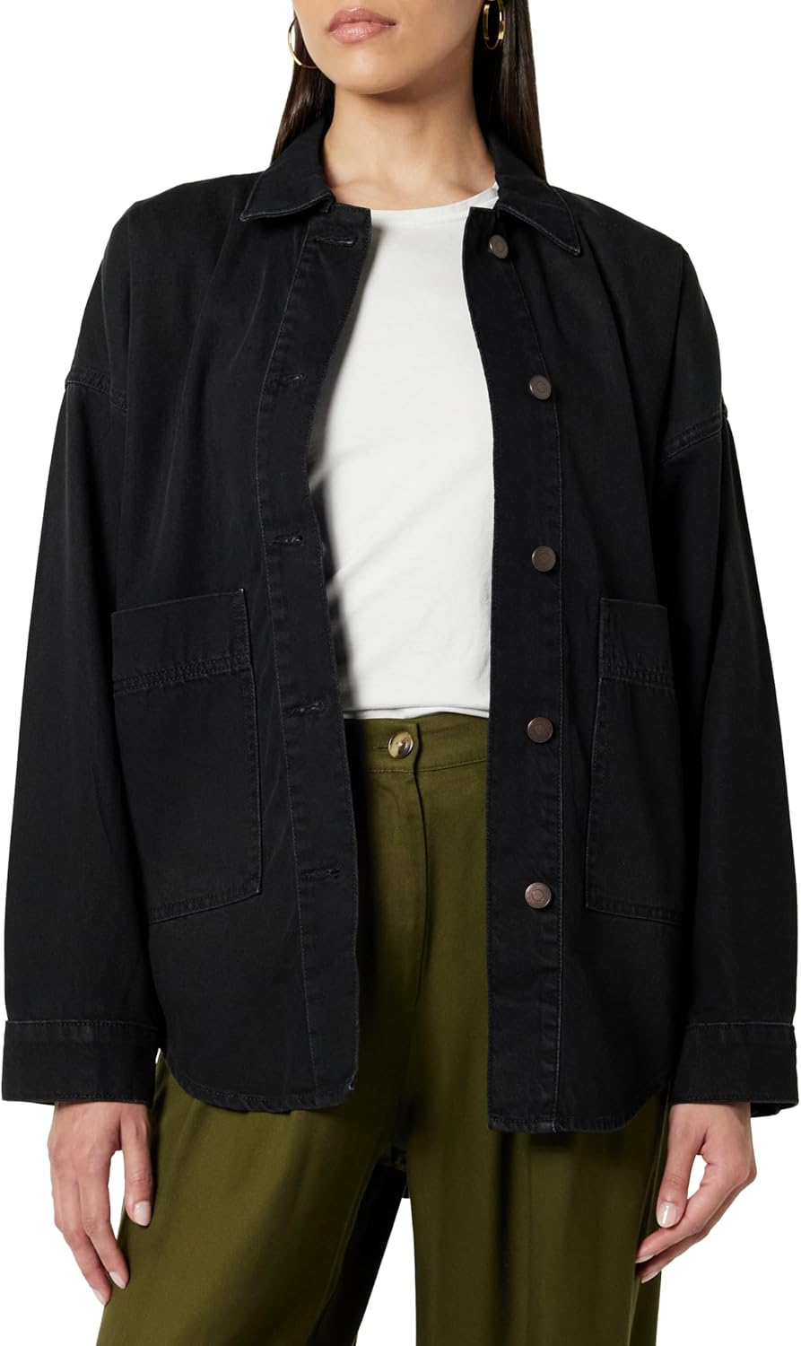 The Drop Women’s Pilar Long Denim Shirt Jacket