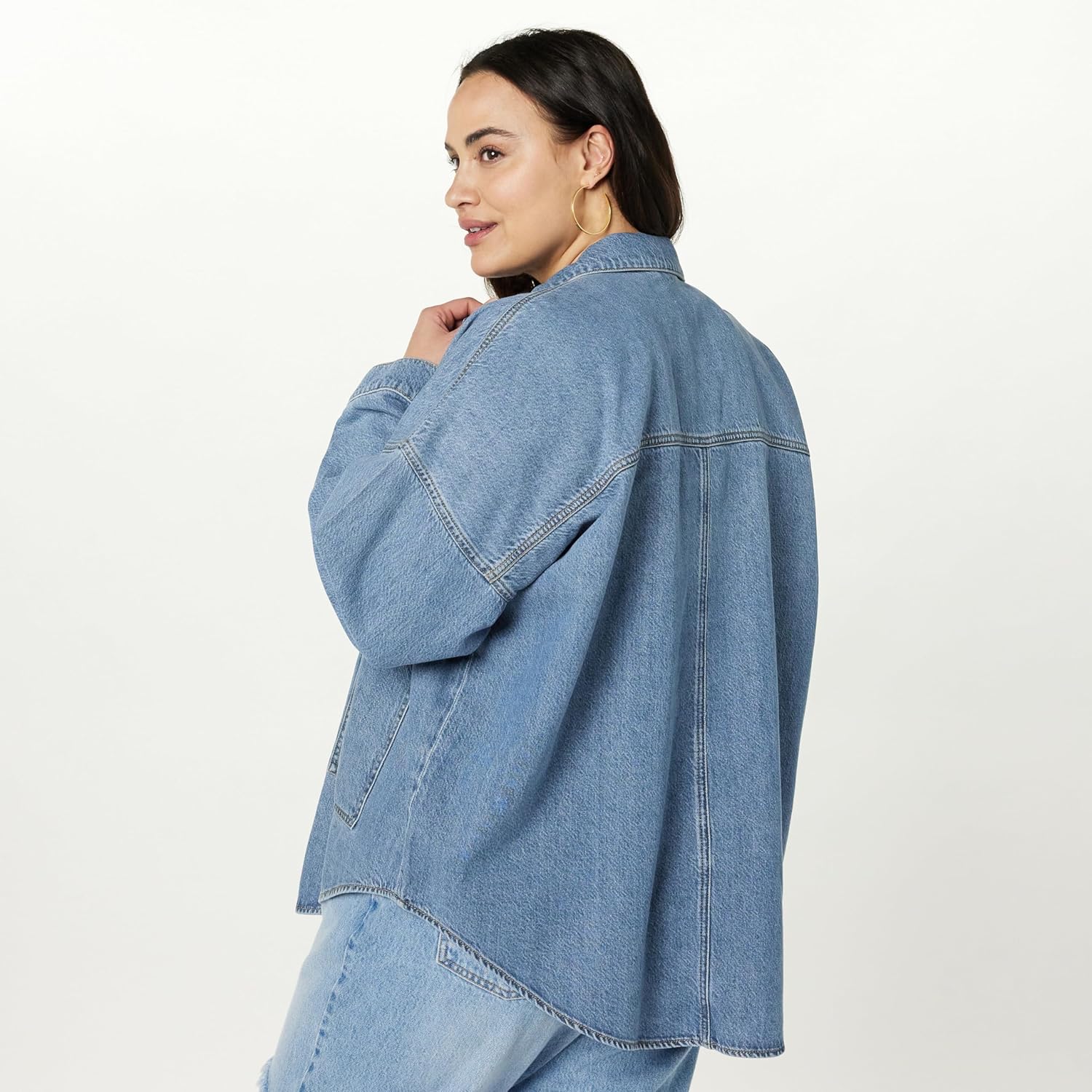 The Drop Women’s Pilar Long Denim Shirt Jacket