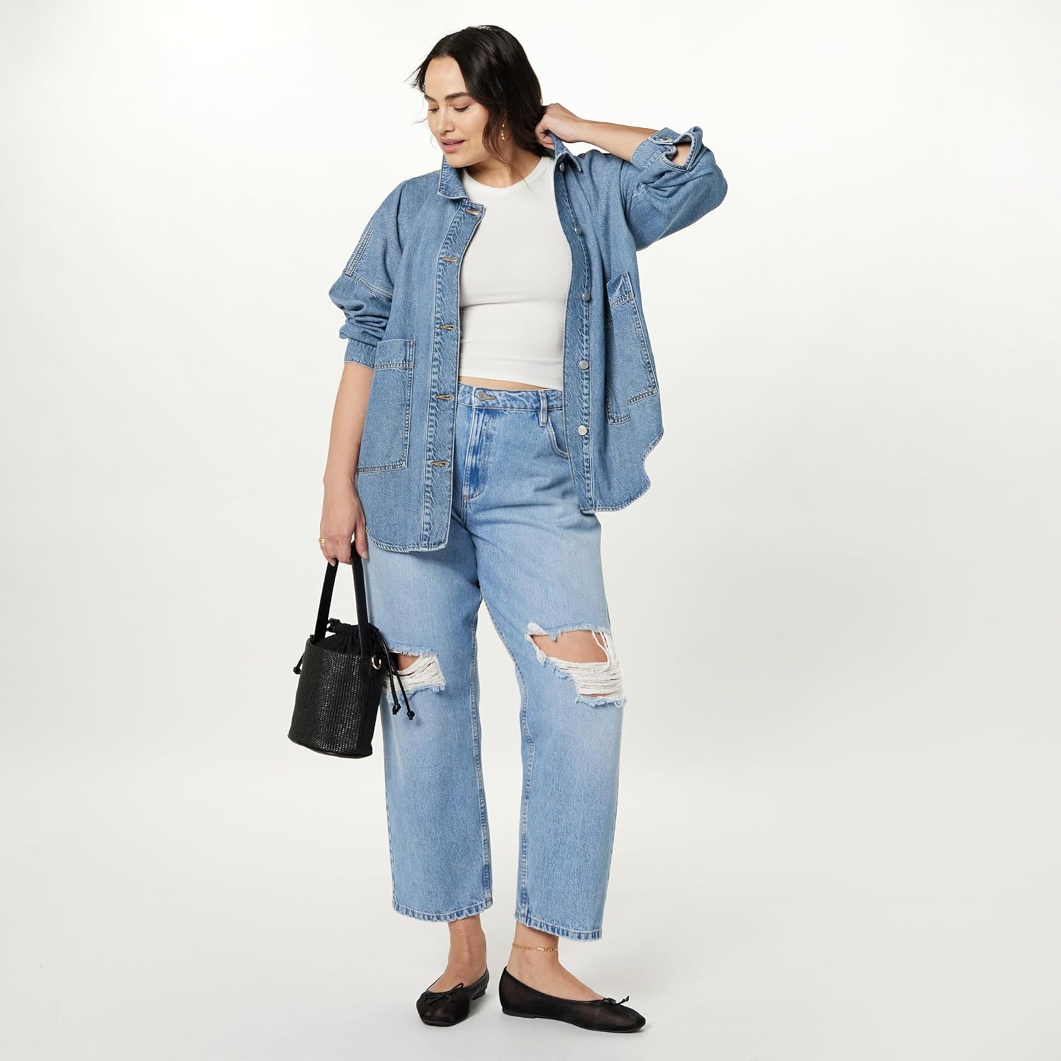 The Drop Women’s Pilar Long Denim Shirt Jacket