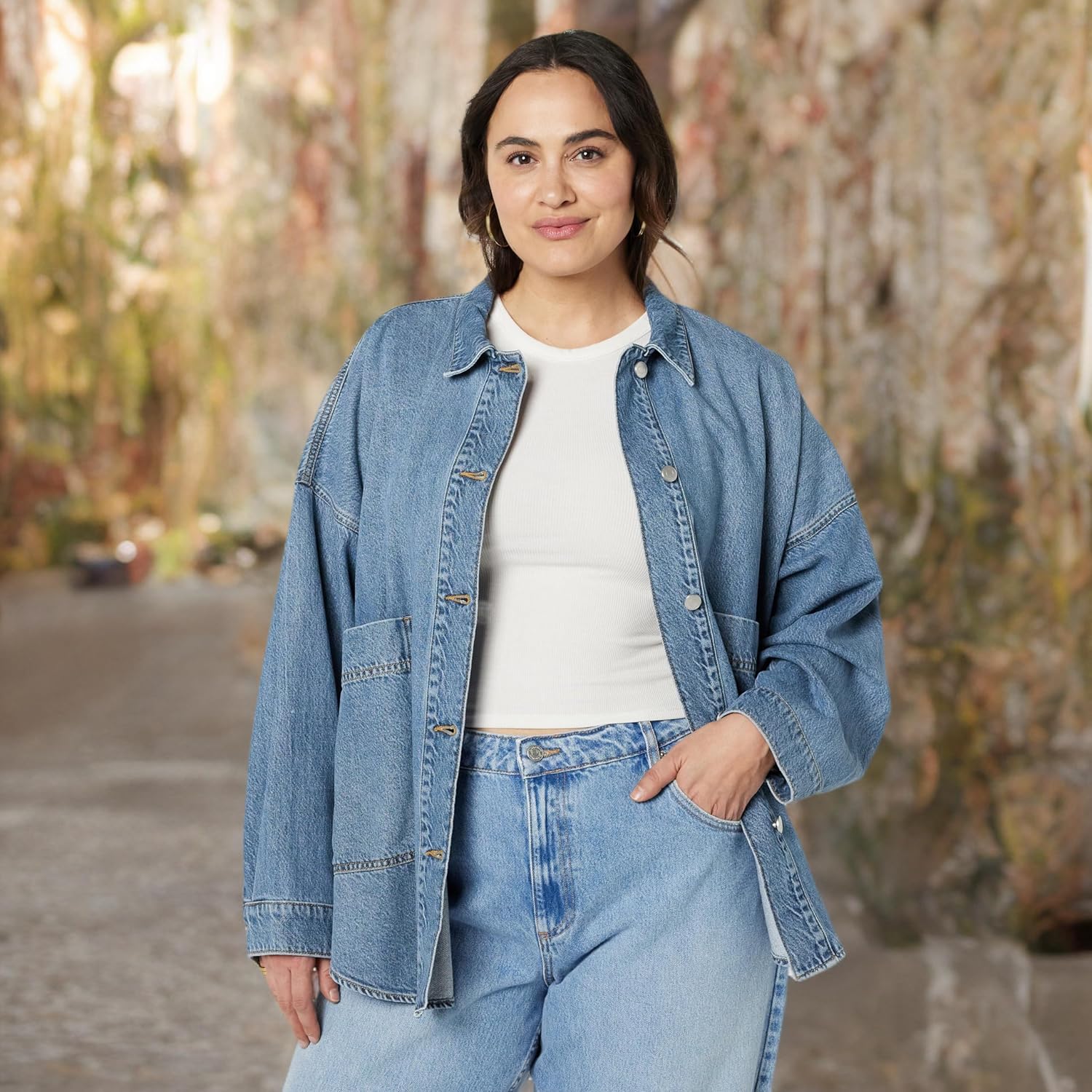 The Drop Women’s Pilar Long Denim Shirt Jacket