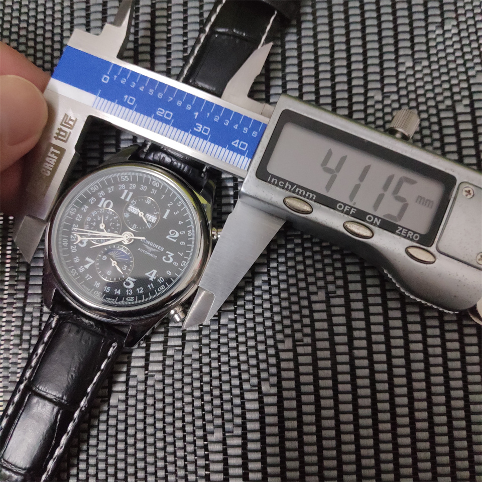 Longines Moonphase Black - Leather Strap Men's Watch - Image 2