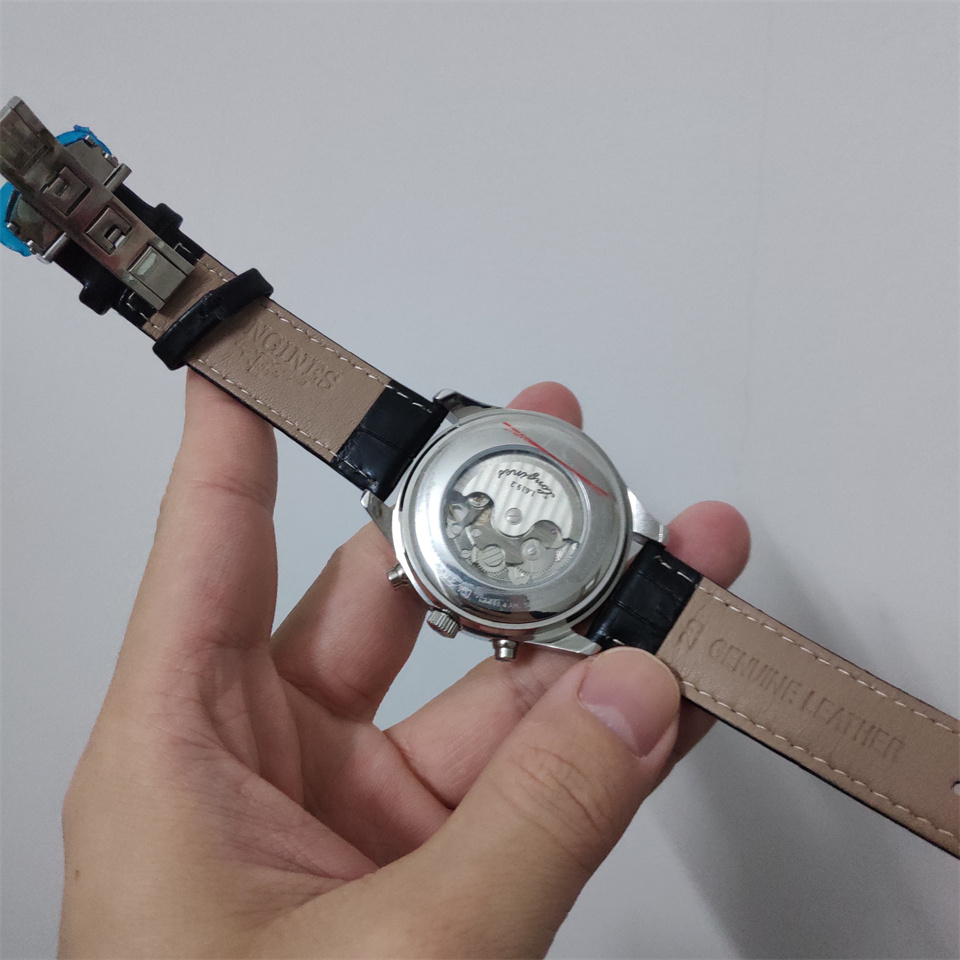 Longines Moonphase Black - Leather Strap Men's Watch - Image 4