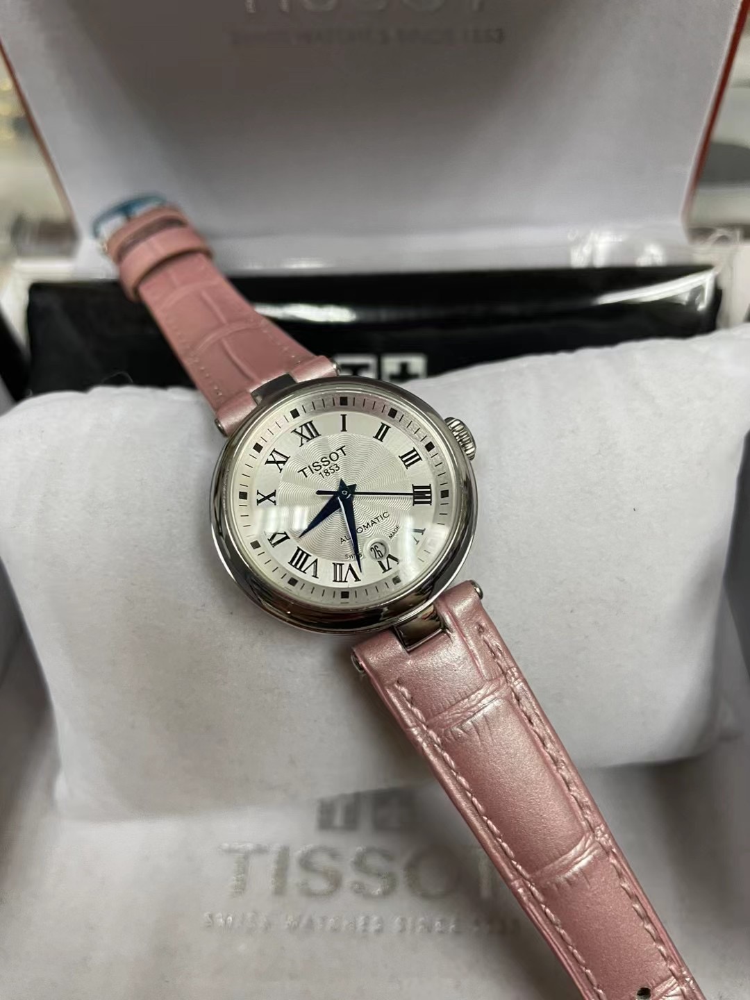 Tissot Pink Leather Watch - Tissot Automatic Pink Leather - Silver