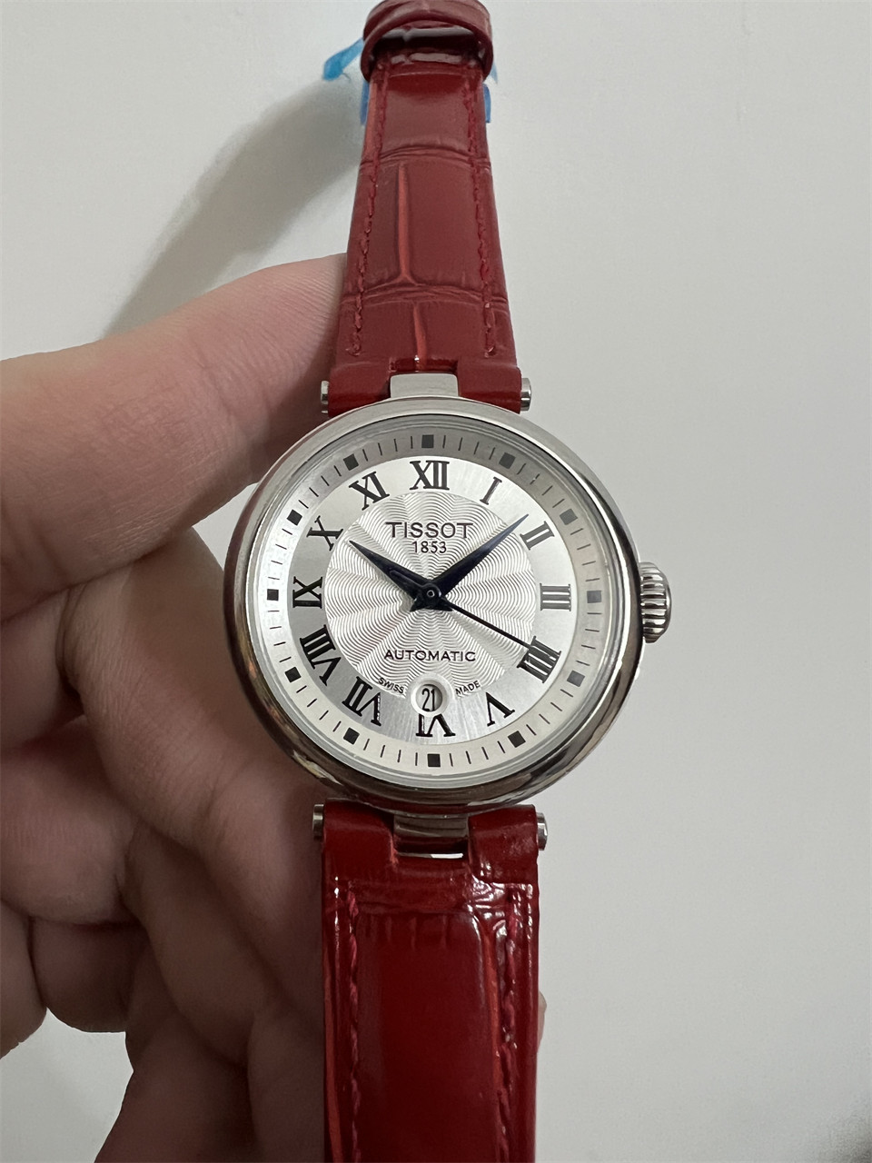 Tissot Red Leather Watch - Tissot Silver Dial Red Leather - Ladies - Image 2