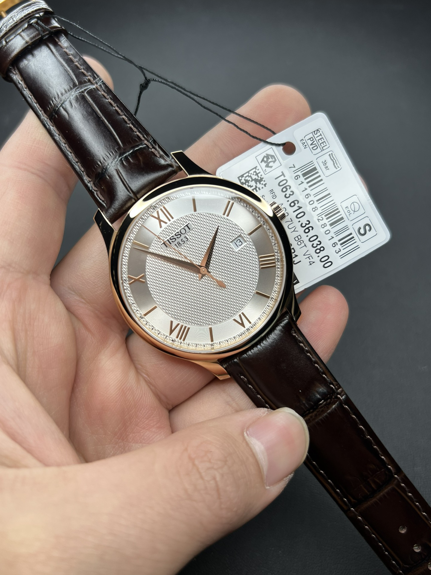 Tissot Rose Gold Leather - Tissot Everytime Swissmatic - Rose Gold - Image 5