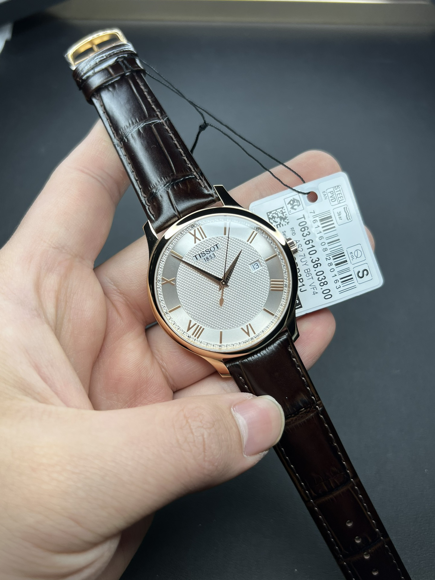 Tissot Rose Gold Leather - Tissot Everytime Swissmatic - Rose Gold - Image 4