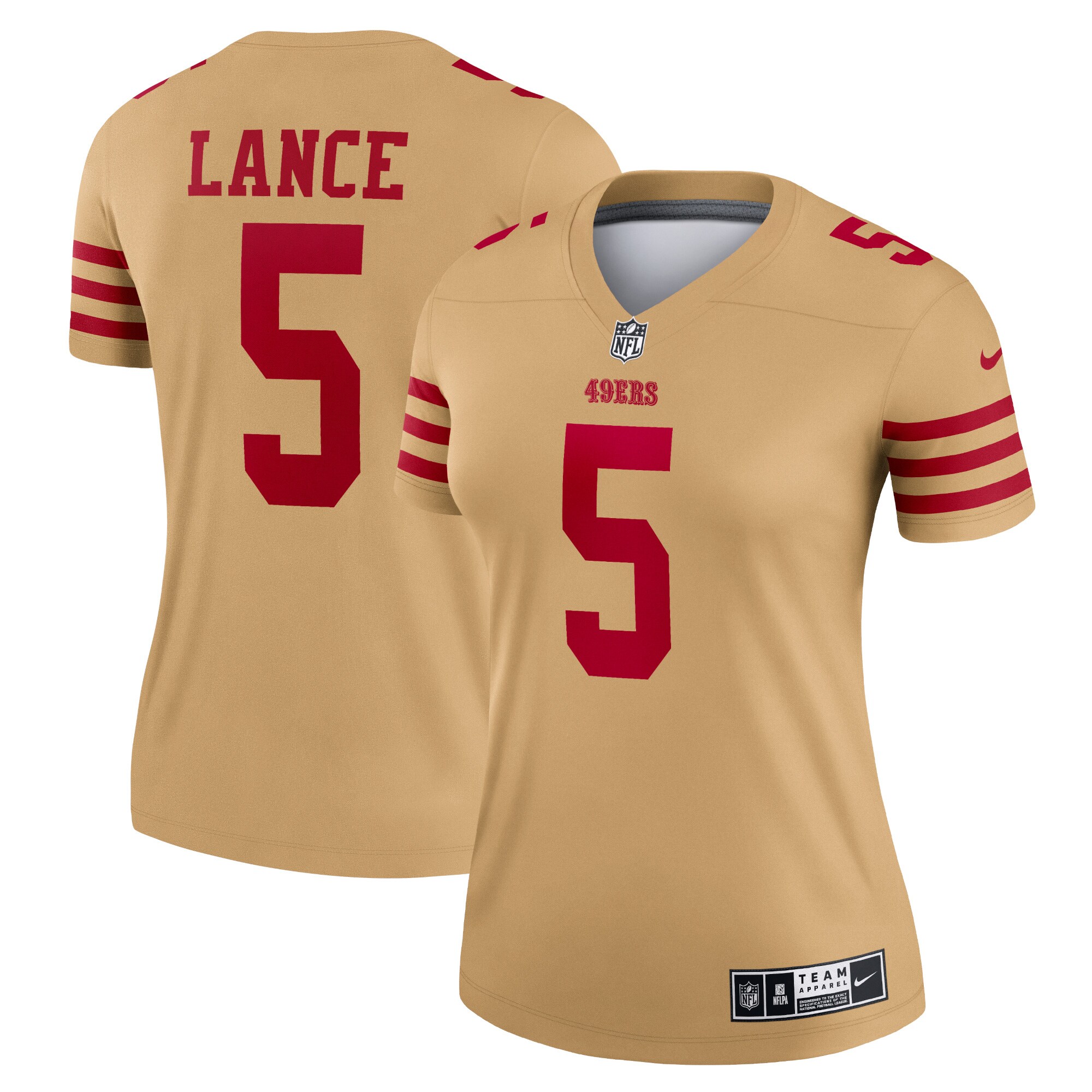 Trey Lance San Francisco  Nike Women's Team Inverted Legend Jersey - Gold