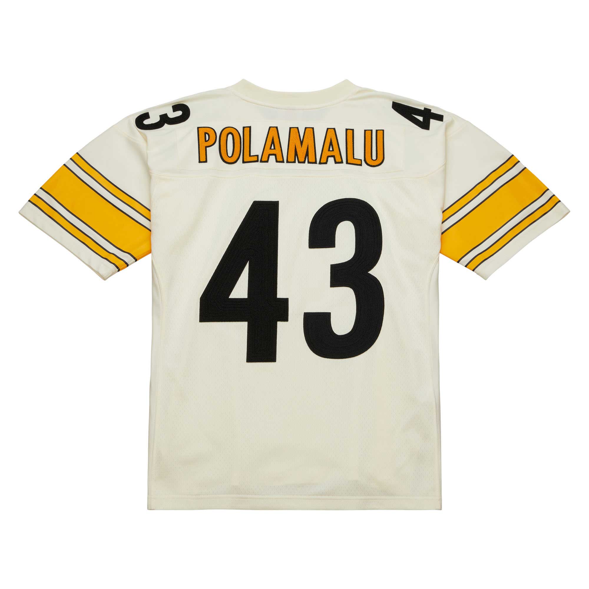 Troy Polamalu Pittsburgh Steelers Mitchell & Ness Chainstitch Legacy Jersey - Cream