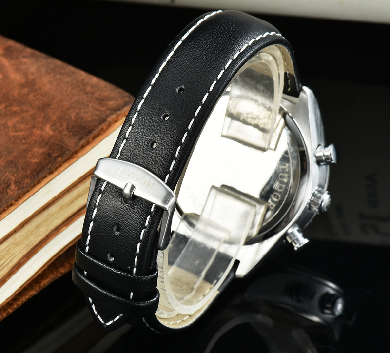 Tudor Black Shield Chronograph - Black Dial Leather Strap - Image 2