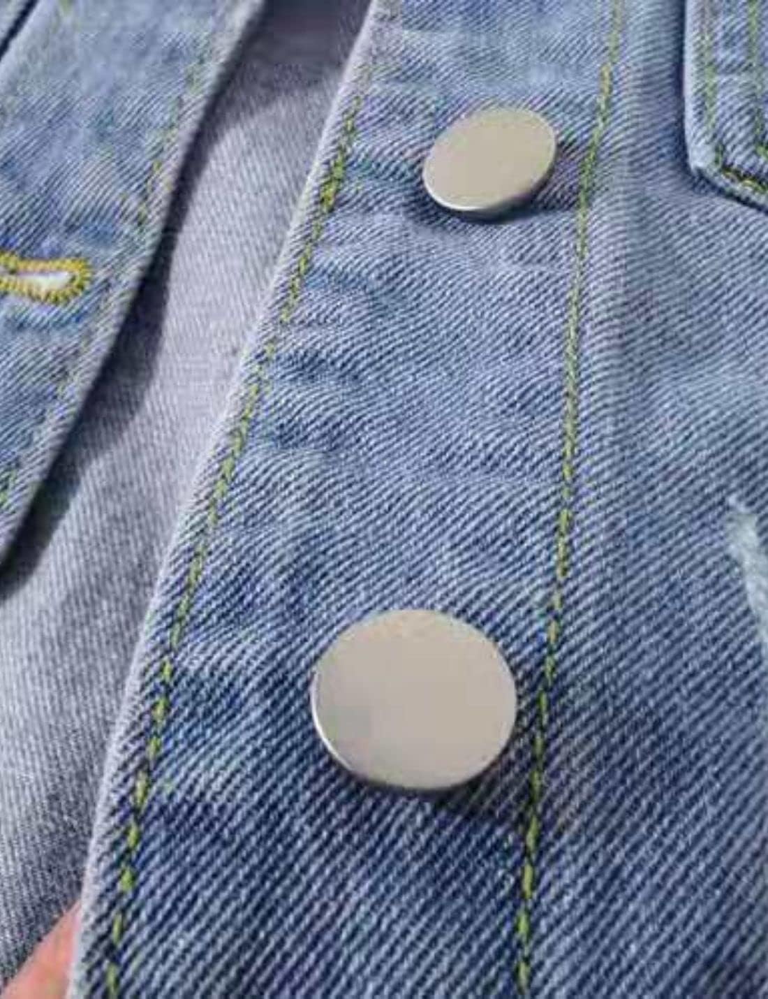 Unilexi Women’s 3\/4 Sleeve Colored Cropped Denim Jacket Light Wash Short Jean Jacket Trucker Coat