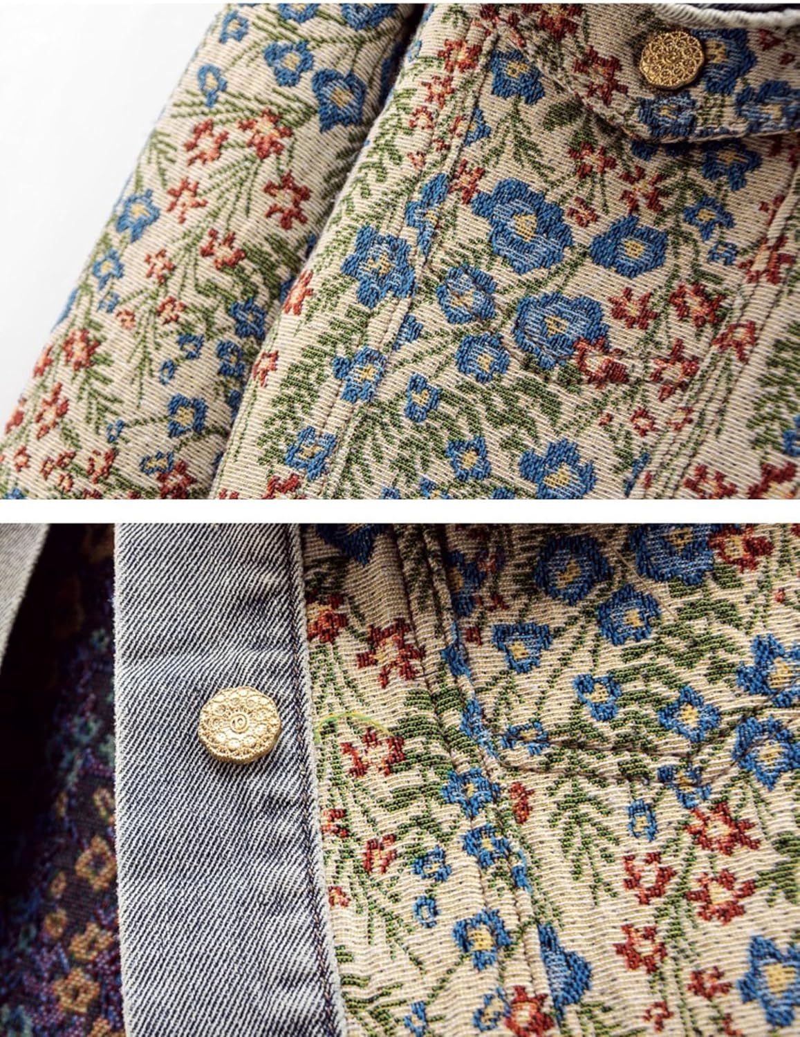 Unilexi Womens Peter pan Collar Embroidered Jean Jackets Long Sleeve Jacquard Versatile Denim Jackets