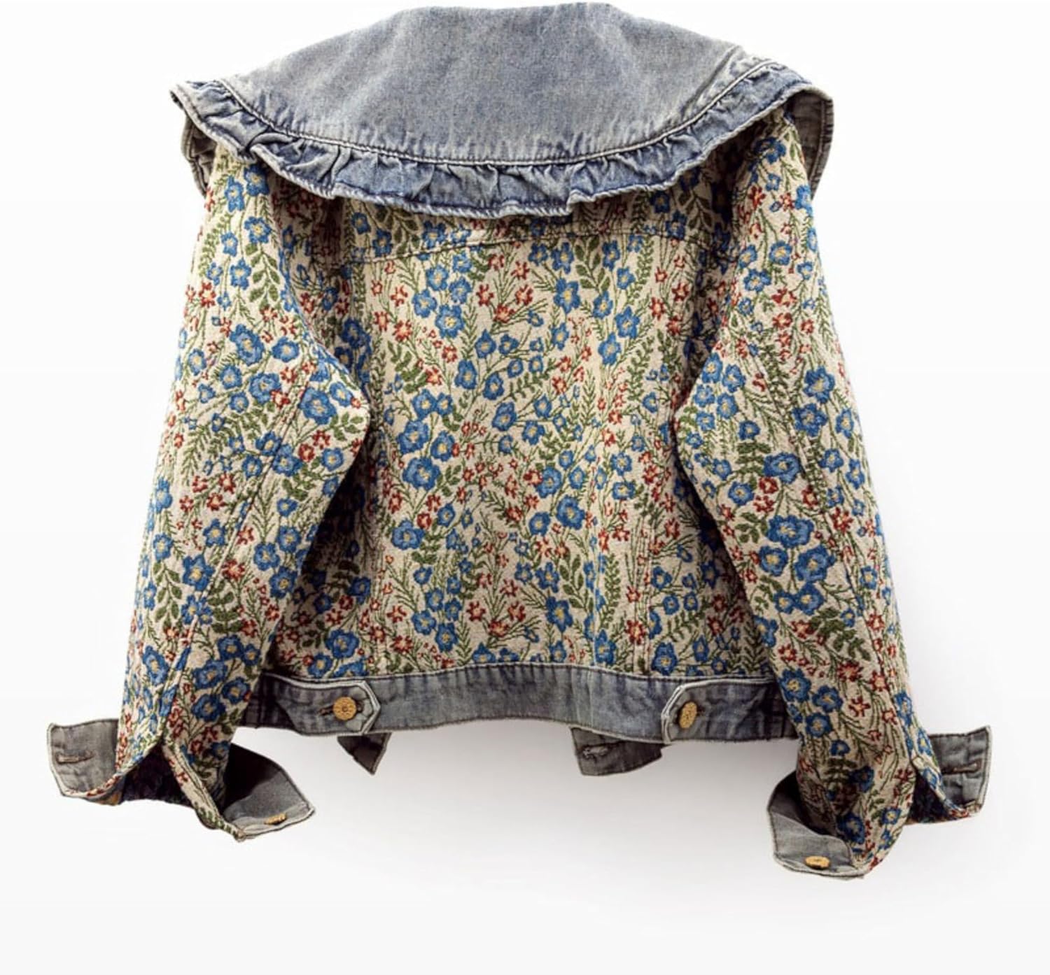 Unilexi Womens Peter pan Collar Embroidered Jean Jackets Long Sleeve Jacquard Versatile Denim Jackets