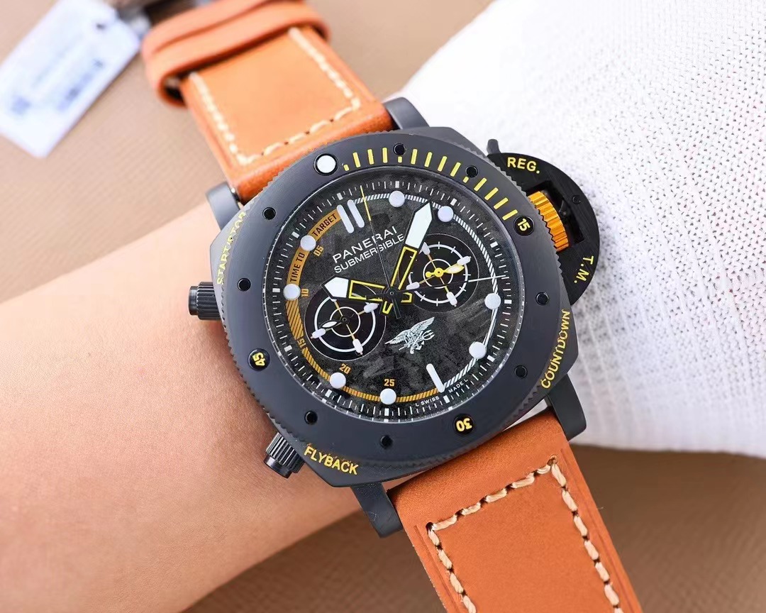 Panerai Submersible Flyback - Black & Tan Leather - Image 4