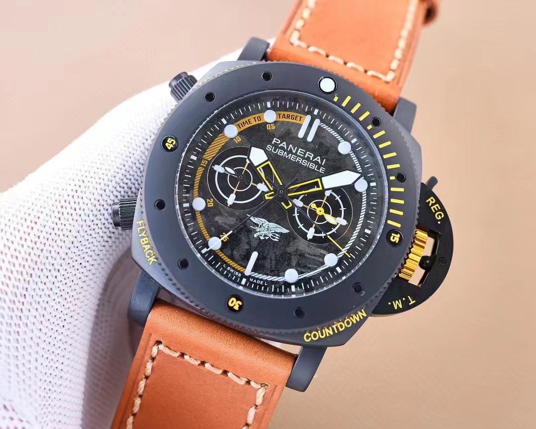 Panerai Submersible Flyback - Black & Tan Leather - Image 3
