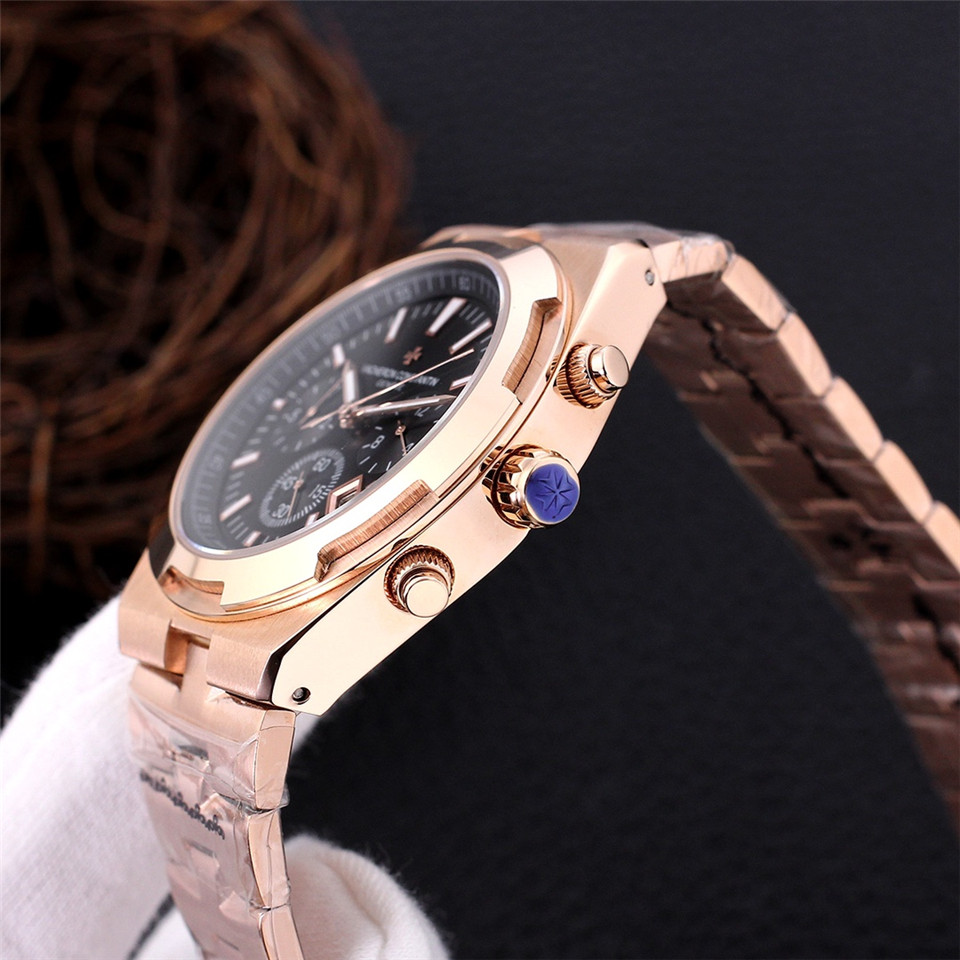 Overseas Rose Gold Black Dial - Vacheron Constantin Chronograph - Image 2