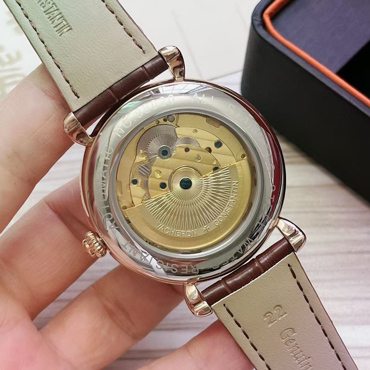 vacheron Constantin Tourbillon MM0470-  brown leather strap