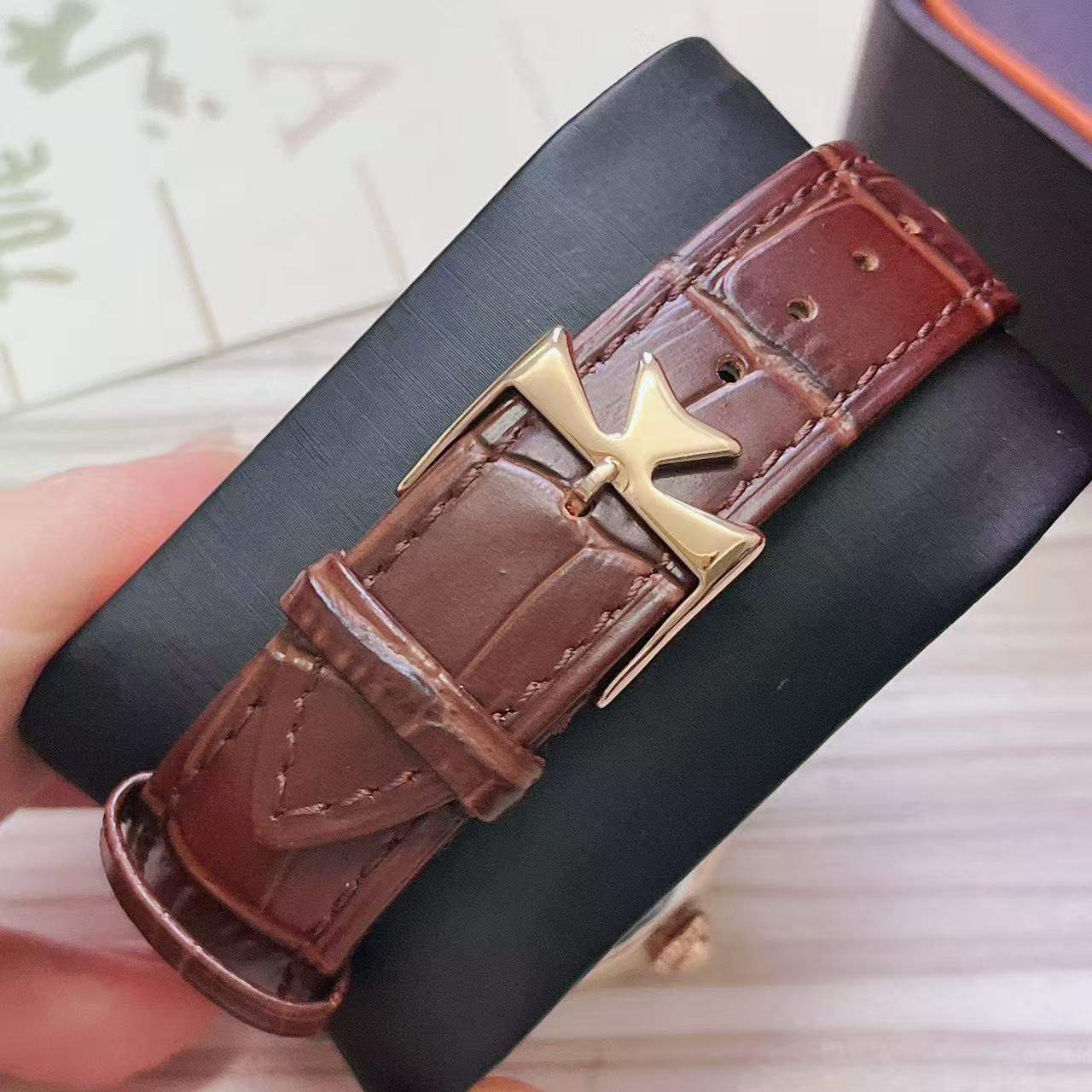 vacheron Constantin Tourbillon MM0470-  brown leather strap