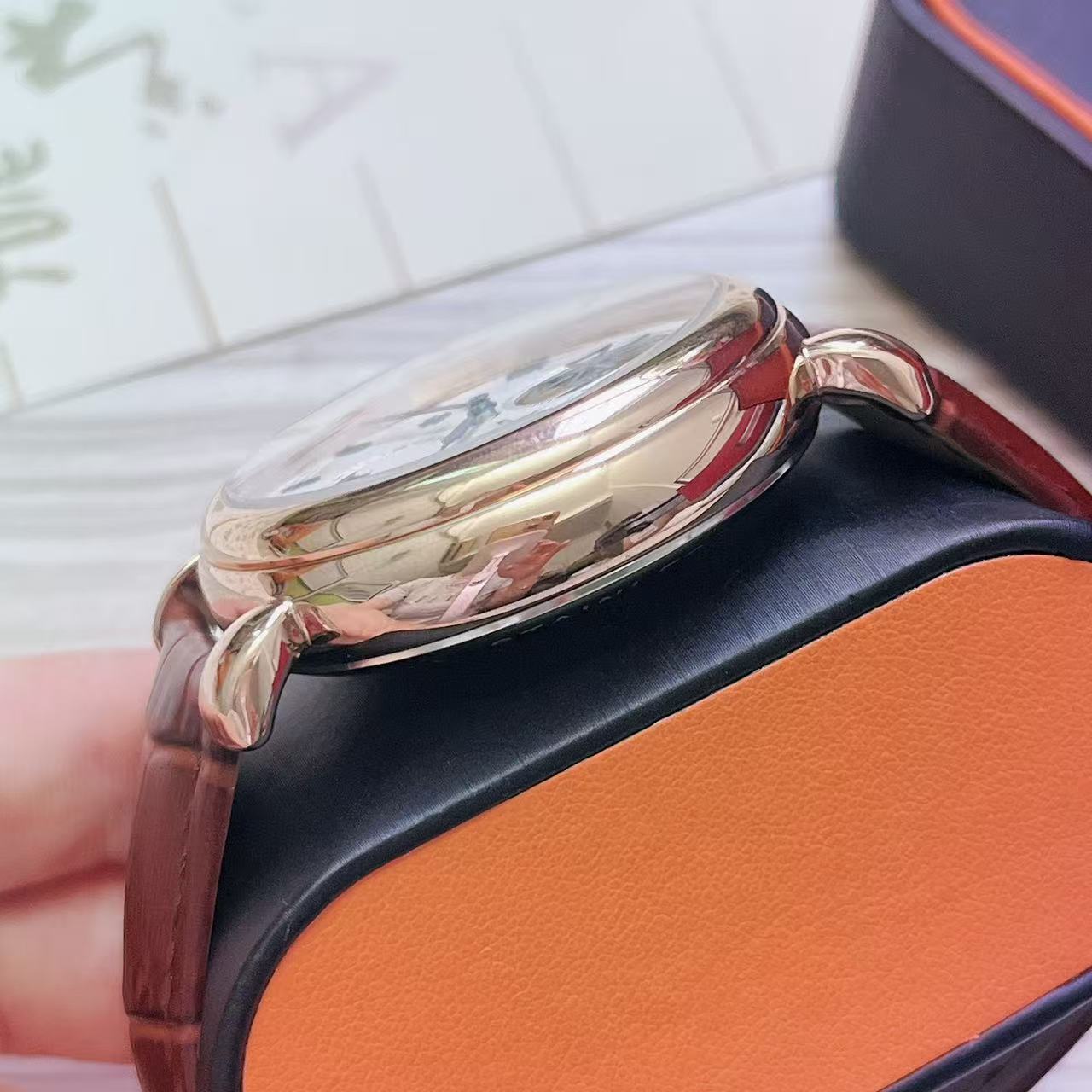 vacheron Constantin Tourbillon MM0470-  brown leather strap