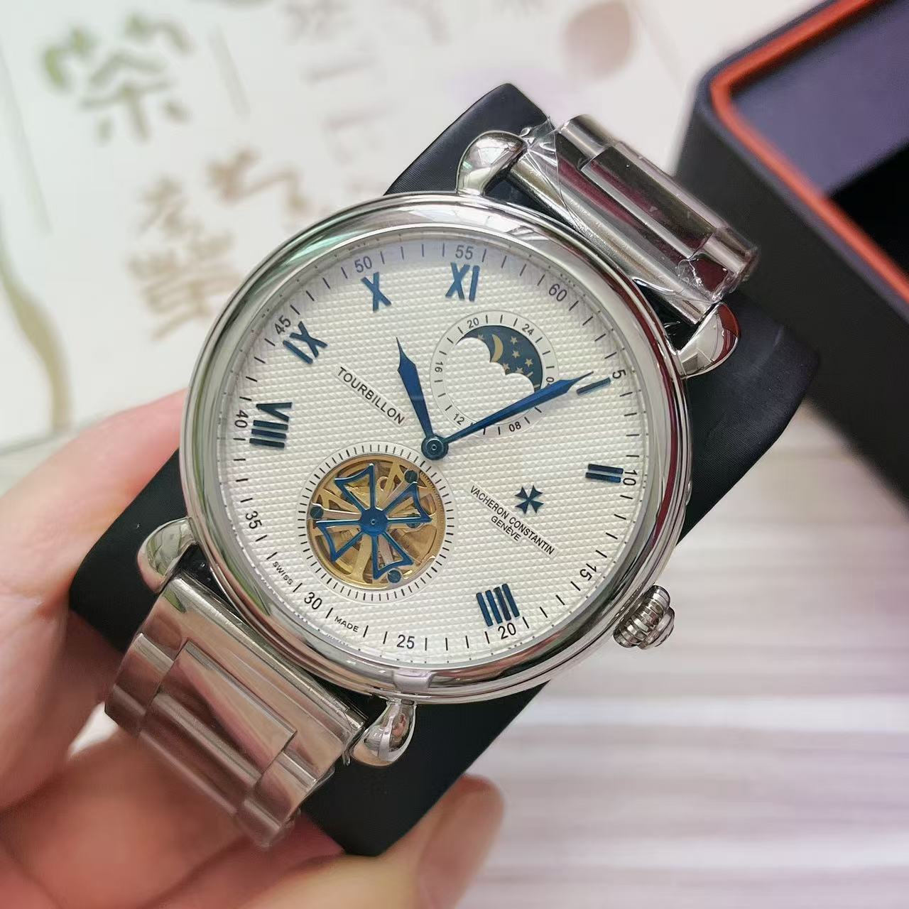 Vacheron Constantin Tourbillon - Silver Steel Watch - Image 5