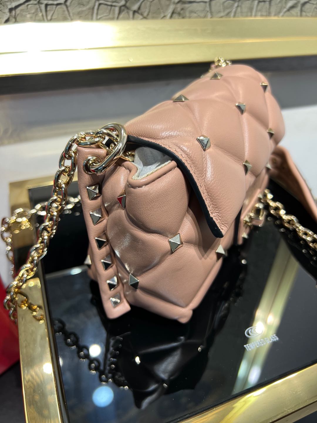 Valentino Candystud Leather Shoulder Bag - Pink Shoulder Bags, Handbags - VAL222388 |