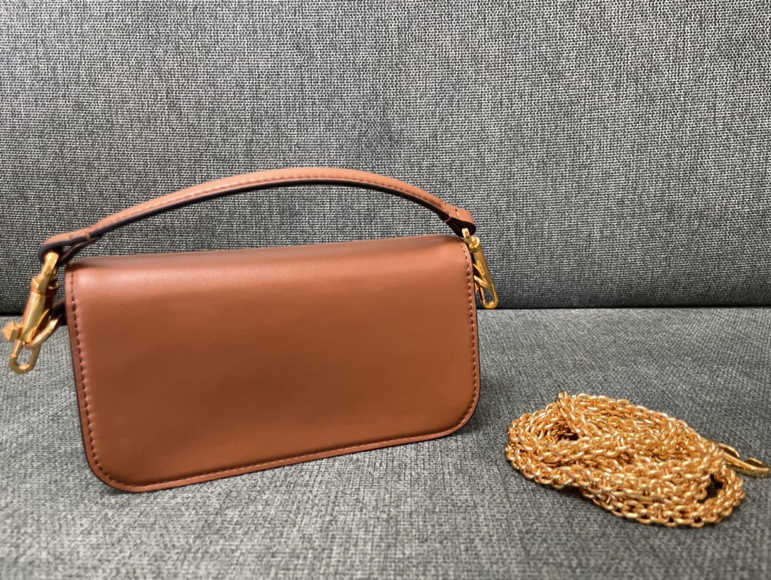 Valentino Garavani Alltime Grainy Calfskin Shoulder Bag brown