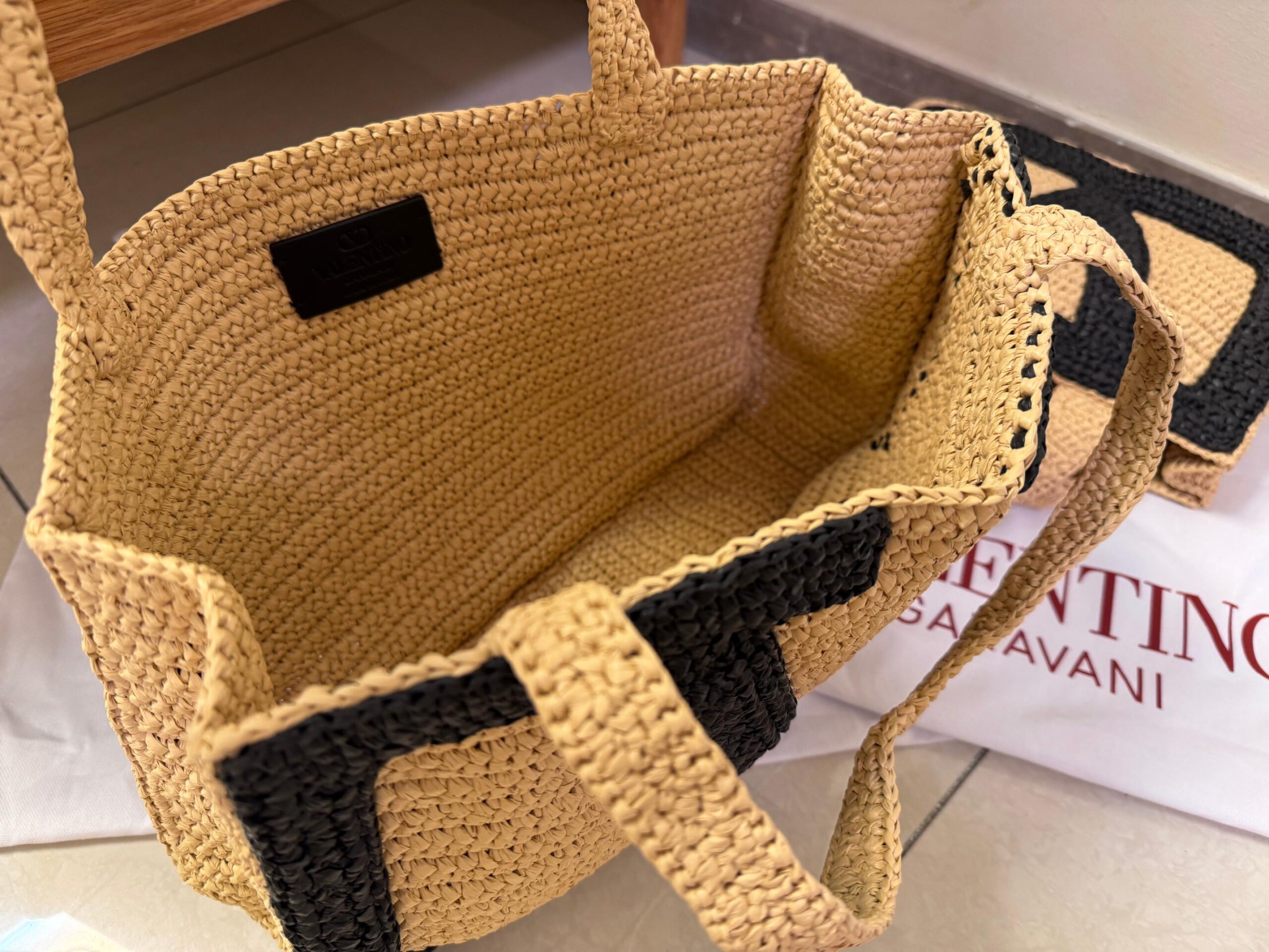 Valentino Garavani Floral Embroidered Raffia Medium Shopping Tote Bag | Neiman