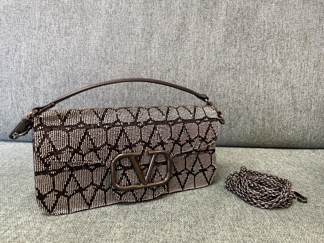 silver Valentino Jacquard VLogo Bag