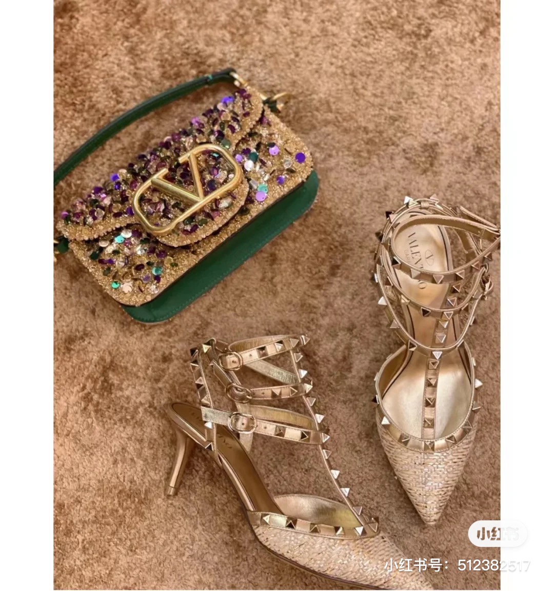 Valentino Garavani Loco Small Allover Sequins Shoulder Bag -