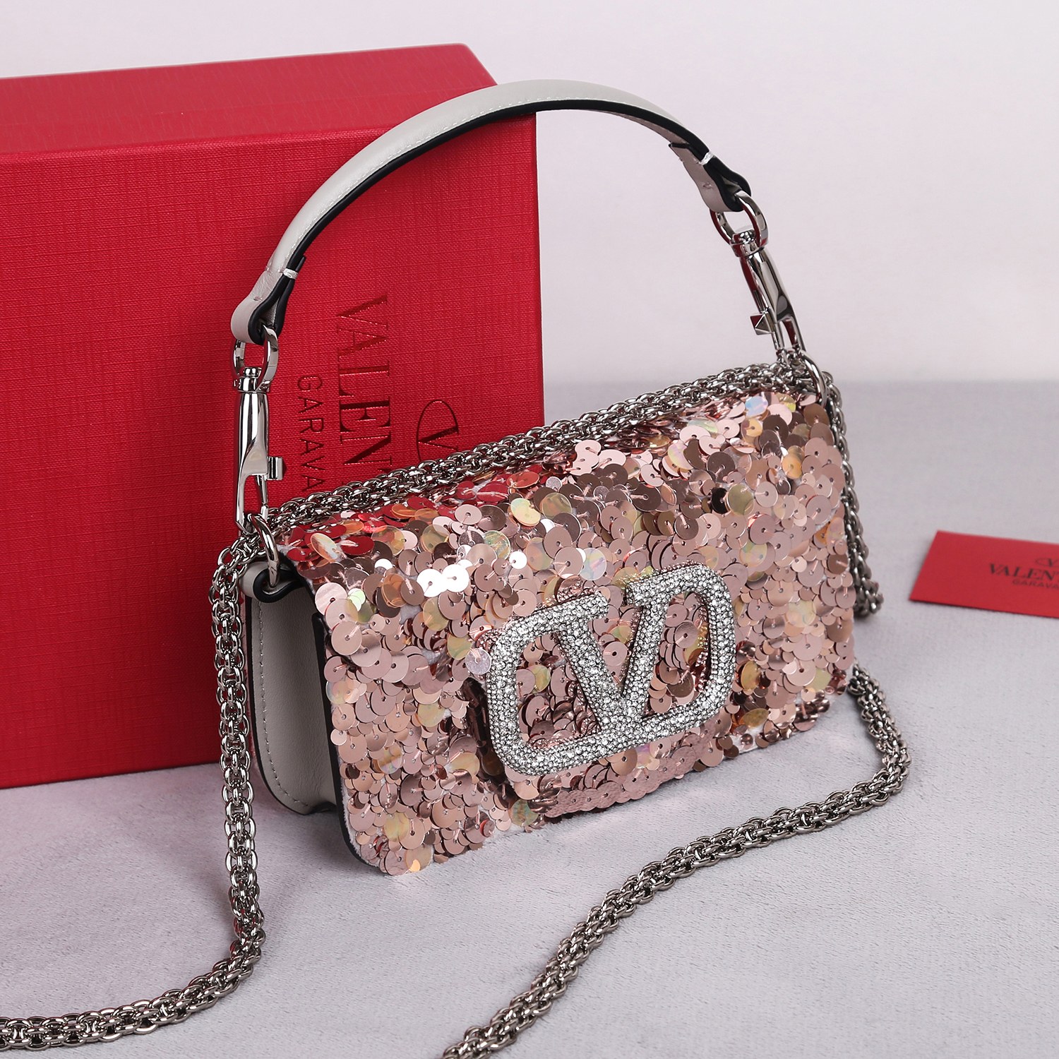 Valentino Garavani Loco Small VLOGO Embellished Shoulder PINK Valentino  0179