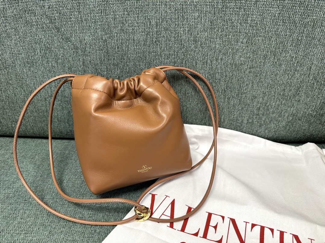 Valentino Garavani Medium V Logo Drawstring Bag in