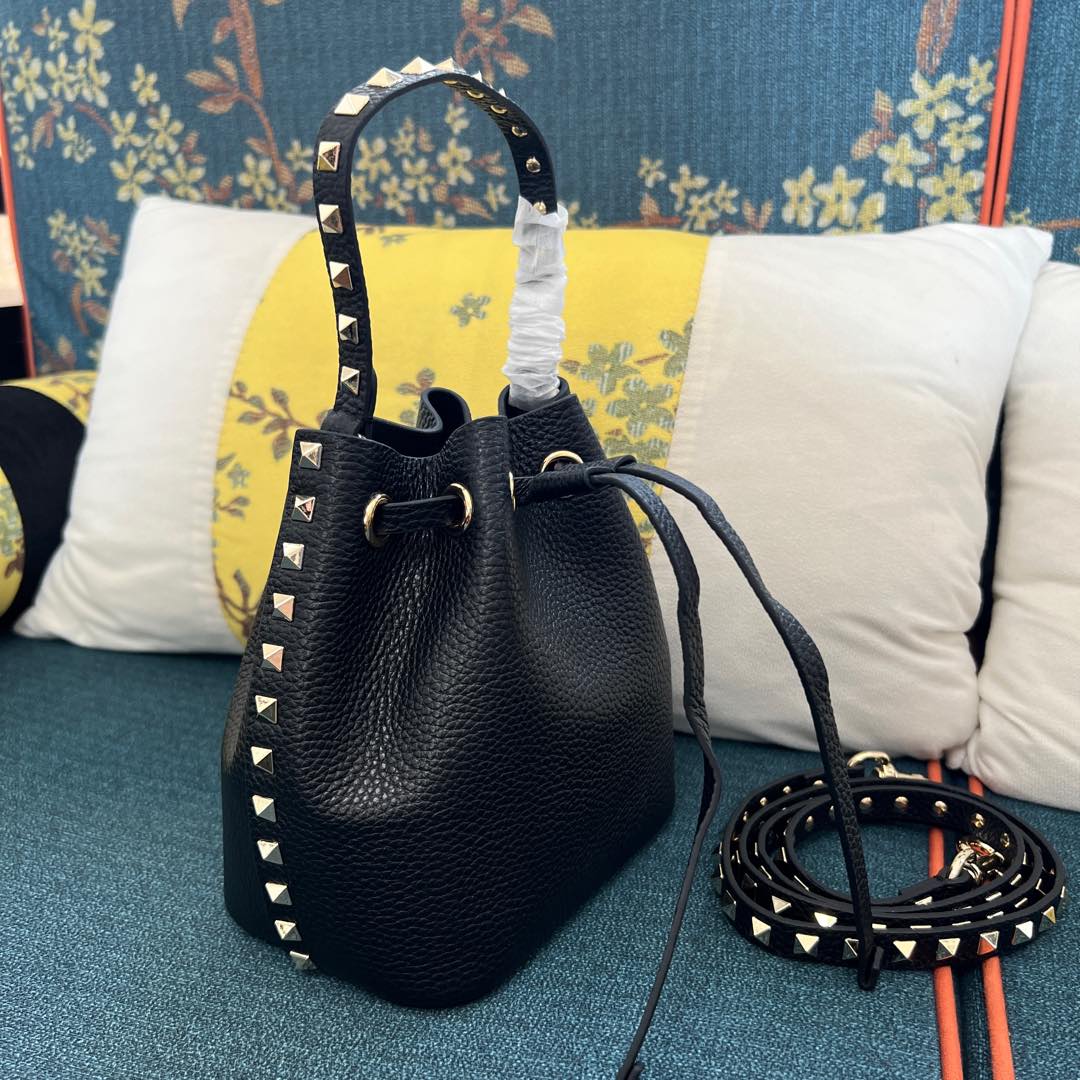 Valentino Garavani Rockstud Leather Bucket Bag