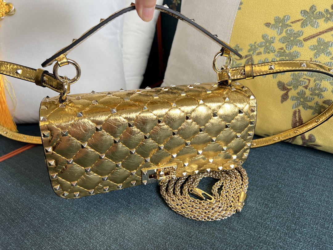 Valentino Garavani Rockstud Spike Shoulder Bag in Star Gold